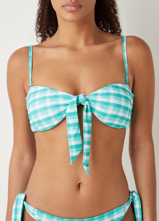 Seafolly Portofino bandeau bikinitop met uitneembare vulling - detail groen