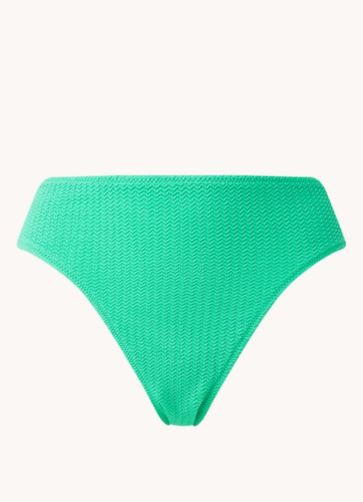 Seafolly Sea Dive high waisted brazilian bikinislip met structuur - voorkant 3 groen