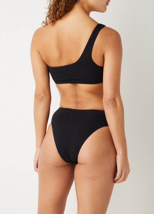 Seafolly Sea Dive high waisted brazilian bikinislip met structuur - achterkant 2 zwart
