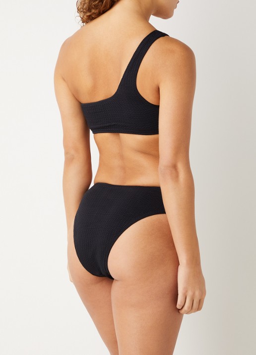 Seafolly Sea Dive one shoulder bikinitop met uitneembare vulling - achterkant zwart