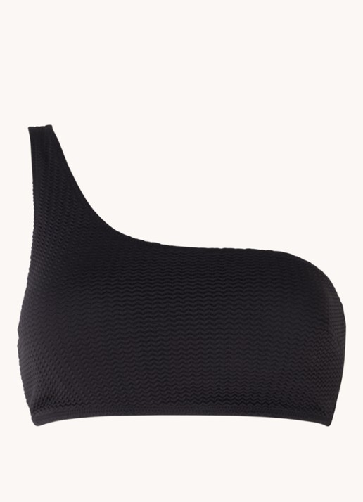 Seafolly Sea Dive one shoulder bikinitop met uitneembare vulling - voorkant 2 zwart