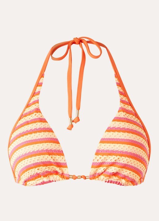 Seafolly Slide triangel bikinitop met structuur - voorkant oranjerood
