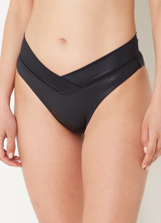 Seafolly Soleil tanga bikinislip met glanzende finish - detail 4 zwart