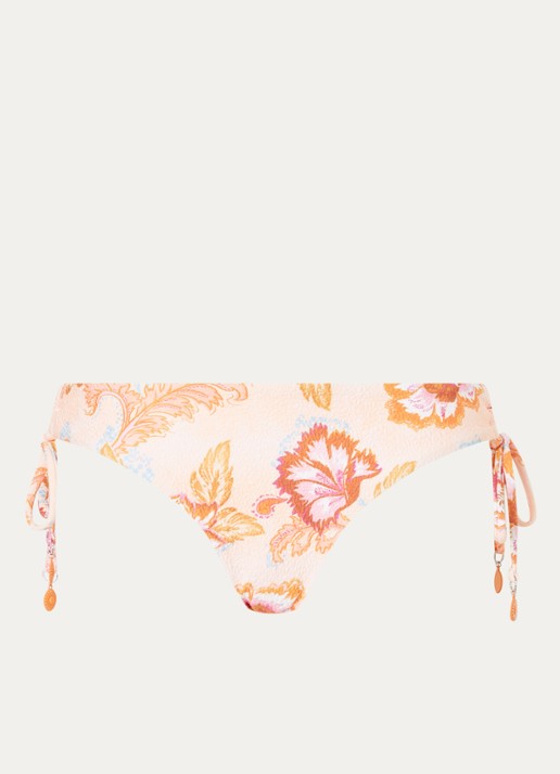 Seafolly Spring Festival tanga bikinislip met bloemenprint - voorkant 2 orange
