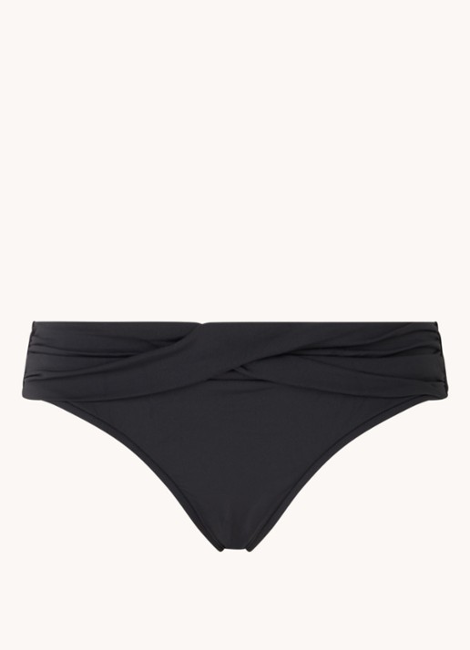 Seafolly Twist hipster bikinislip met plooidetail - voorkant zwart