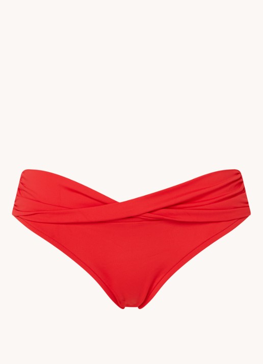 Seafolly Twist hipster bikinislip met plooidetail - voorkant 2 steenrood