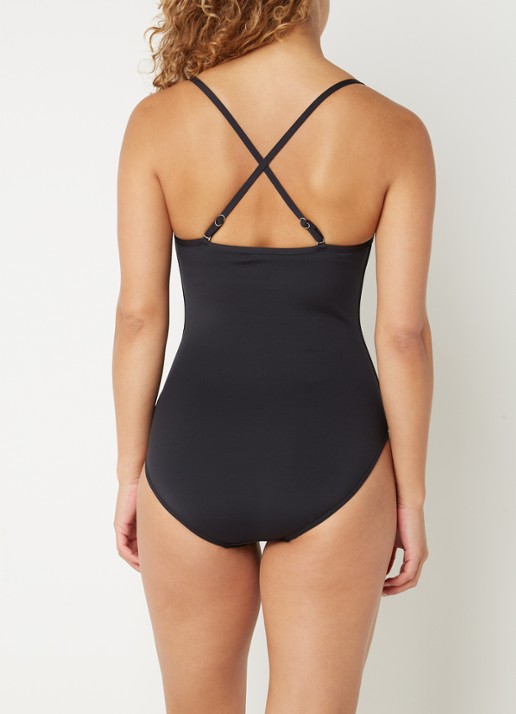 Seafolly Twist voorgevormd badpak met plooidetail - achterkant zwart