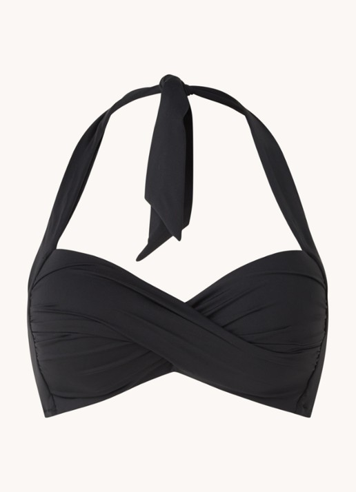 Seafolly Twist voorgevormde halter bikinitop  - voorkant zwart