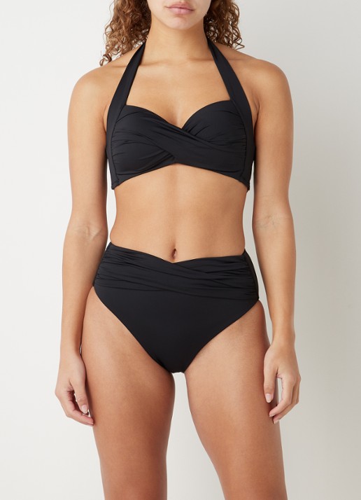 Seafolly Twist voorgevormde halter bikinitop  - voorkant 2 zwart