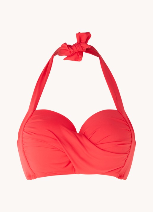 Seafolly Twist voorgevormde halter bikinitop  - voorkant 3 steenrood