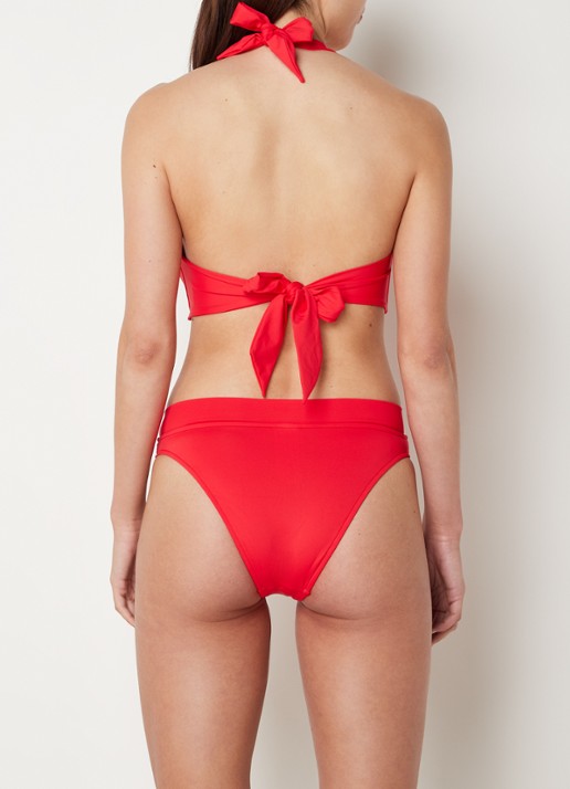 Seafolly Twist voorgevormde halter bikinitop  - achterkant steenrood