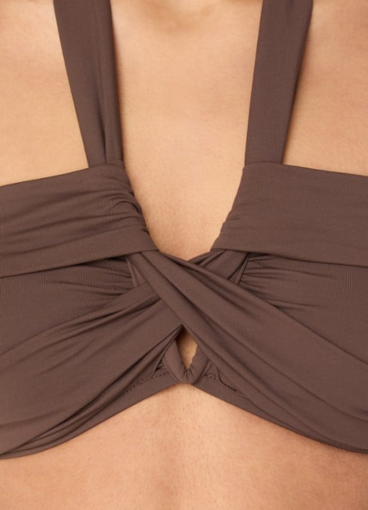 Seafolly Voorgevormde halter bikinitop - detail 5 donkerbruin
