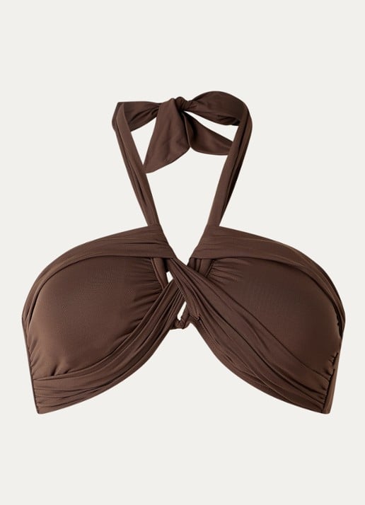 Seafolly Voorgevormde halter bikinitop - voorkant donkerbruin