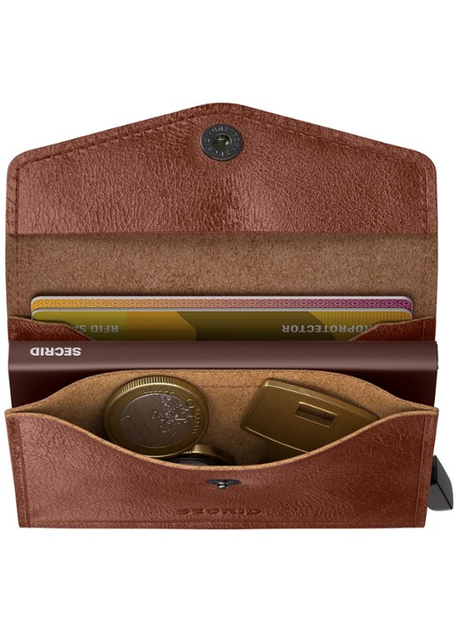 Secrid Enveloppe Vintage pasjeshouder van leer - detail cognac