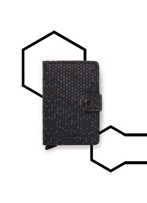 Secrid Miniwallet Beehive Wallet pasjeshouder van leer - voorkant 3 zwart