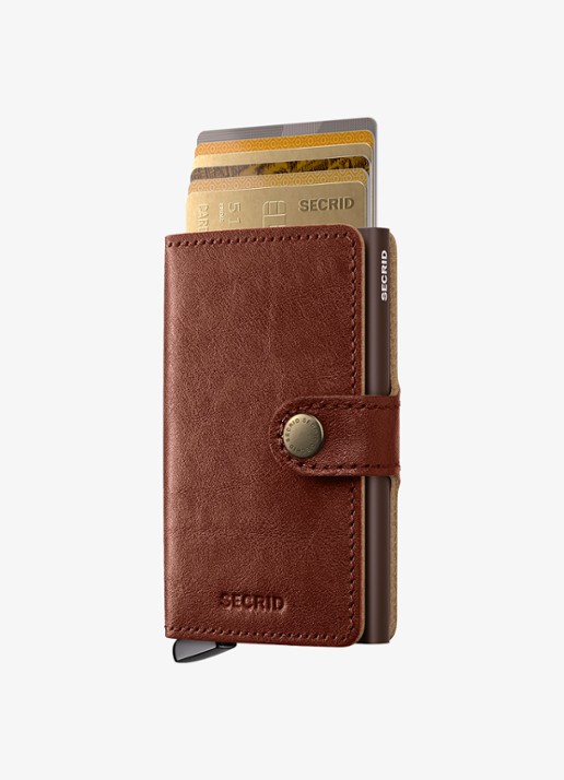 Secrid Miniwallet+ pasjeshouder van leer - voorkant 5 kastanjebruin