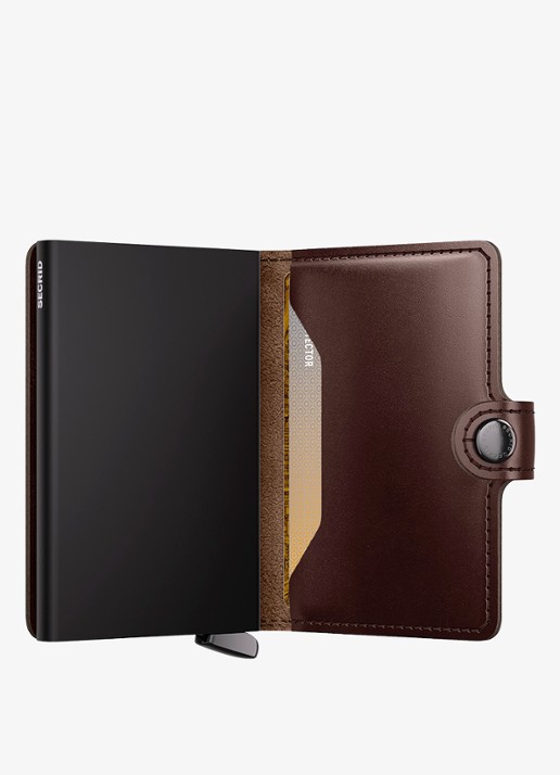Secrid Miniwallet+ pasjeshouder van leer - detail 2 donkerbruin