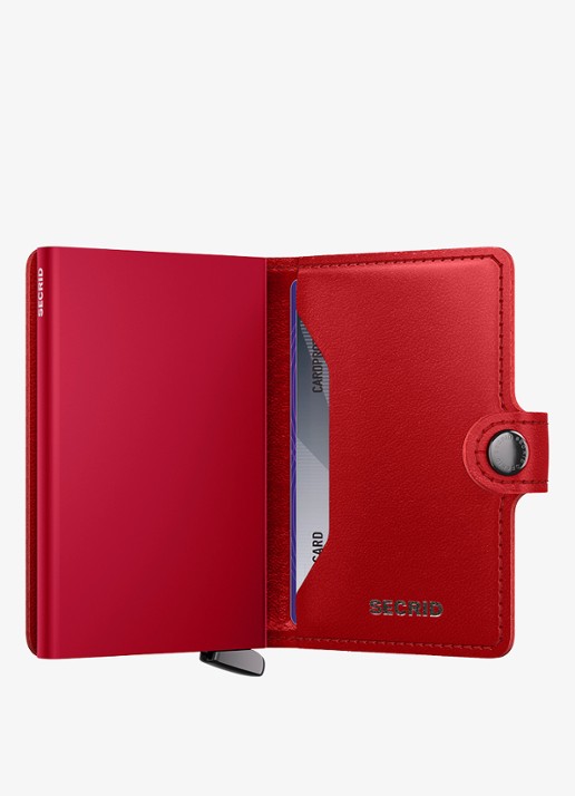 Secrid Miniwallet+ pasjeshouder van leer - achterkant rood