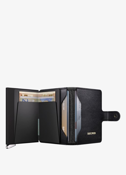 Secrid Miniwallet+ pasjeshouder van leer - detail zwart