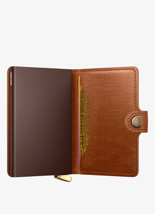 Secrid Miniwallet+ pasjeshouder van leer - achterkant 7 cognac