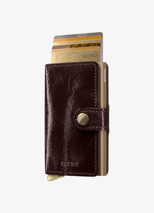 Secrid Miniwallet+ pasjeshouder van leer - voorkant bordeauxrood