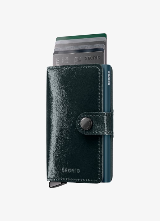 Secrid Miniwallet+ pasjeshouder van leer - voorkant 6 zeegroen