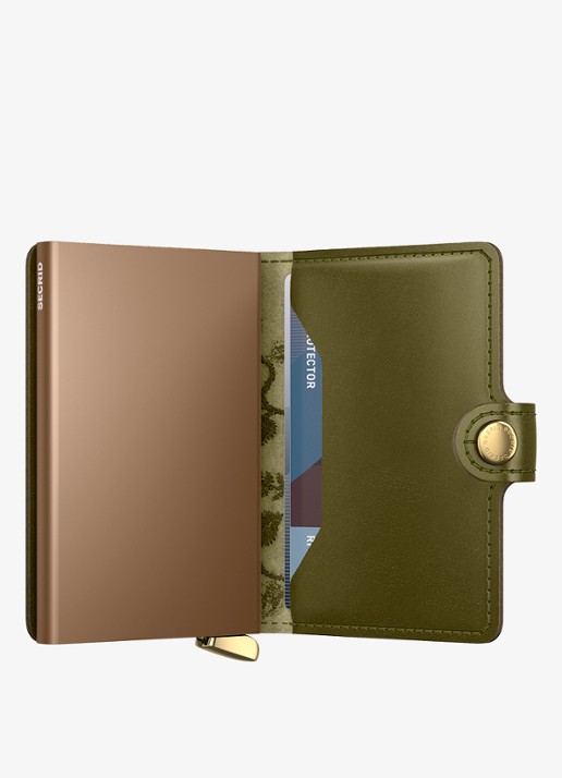 Secrid Miniwallet+ pasjeshouder van leer - detail 2 olijfgroen