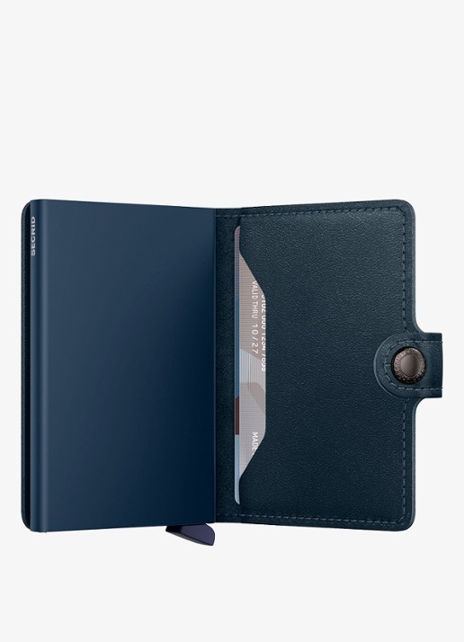 Secrid Miniwallet pasjeshouder van leer - detail donkerblauw