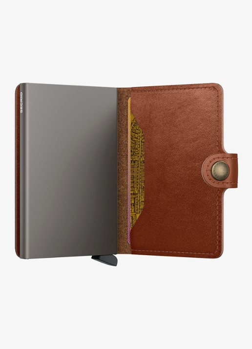 Secrid Miniwallet pasjeshouder van leer - detail kastanjebruin