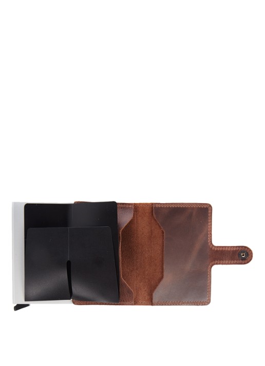 Secrid Miniwallet Wallet pasjeshouder van leer - detail roodbruin