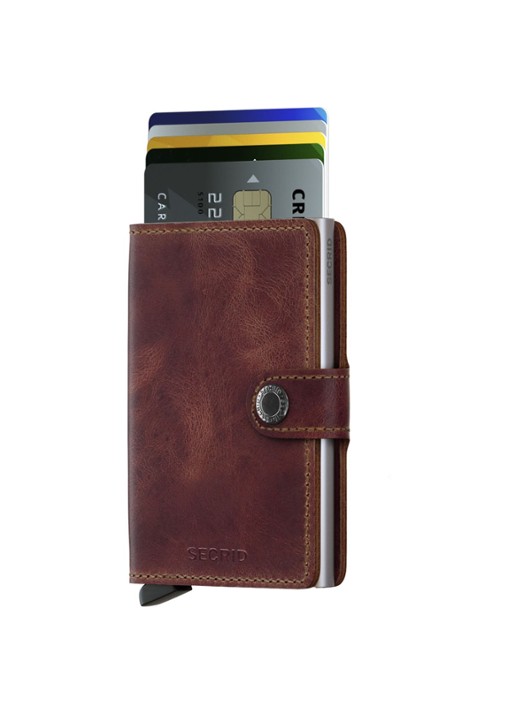 Secrid Miniwallet Wallet pasjeshouder van leer - voorkant 6 roodbruin