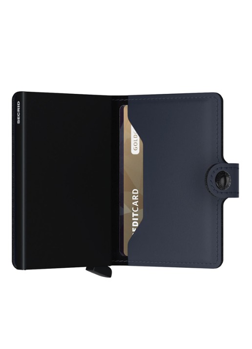 Secrid Miniwallet Wallet pasjeshouder van leer  - achterkant donkerblauw
