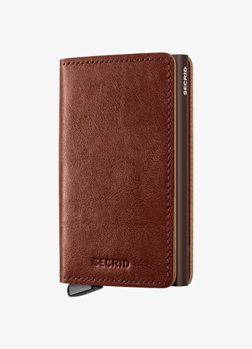 Secrid Slimwallet+ pasjeshouder van leer - voorkant 2 kastanjebruin
