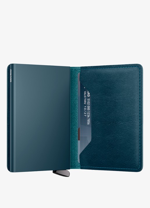 Secrid Slimwallet+ pasjeshouder van leer - achterkant 3 petrolgroen