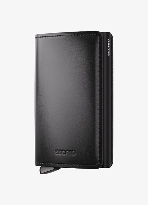 Secrid Slimwallet+ pasjeshouder van leer - voorkant 2 zwart