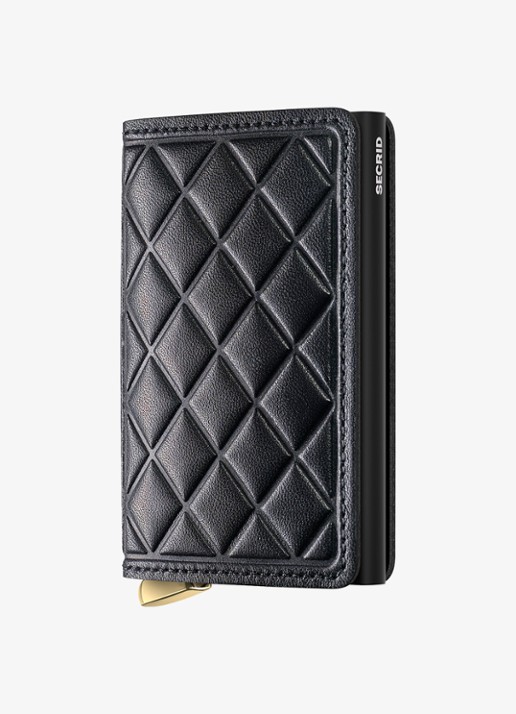 Secrid Slimwallet+ pasjeshouder van leer - voorkant 2 zwart