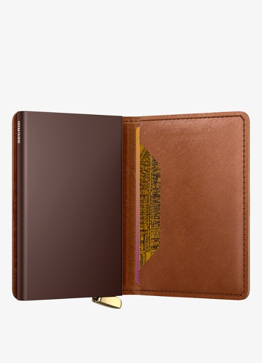 Secrid Slimwallet+ pasjeshouder van leer - detail 4 cognac