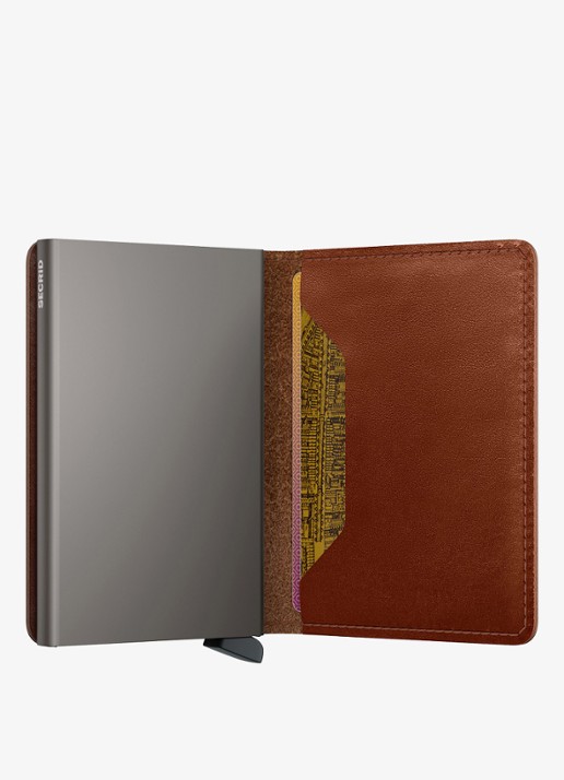 Secrid Slimwallet pasjeshouder van leer - detail 3 kastanjebruin