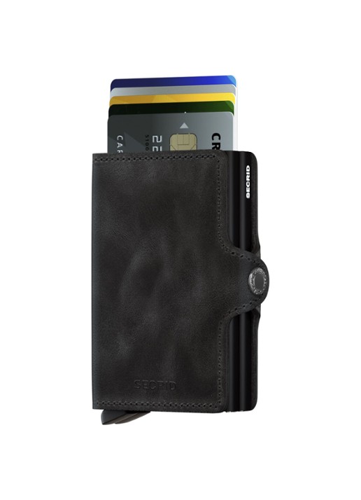 Secrid Twinwallet Wallet pasjeshouder van leer - voorkant 2 zwart