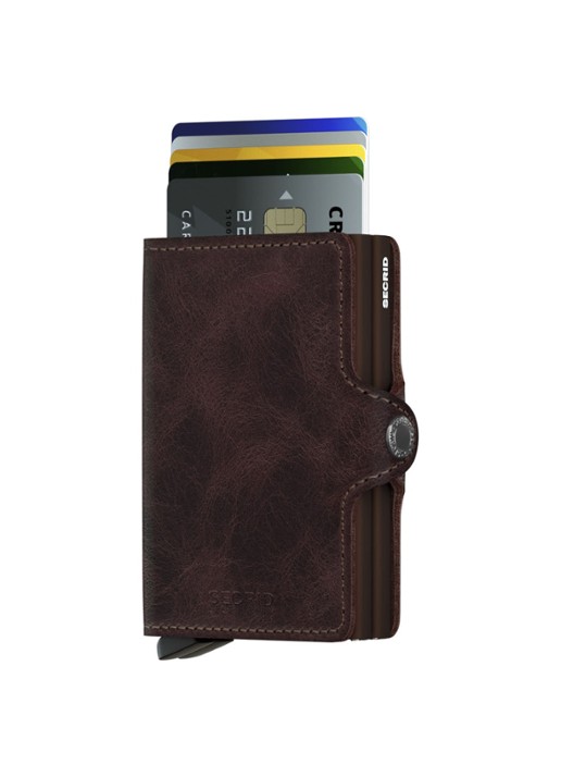 Secrid Twinwallet Wallet pasjeshouder van leer - voorkant 4 donkerbruin