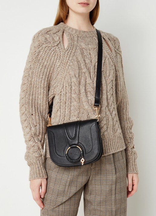 See By Chloé Hana Medium crossbodytas van leer - voorkant zwart