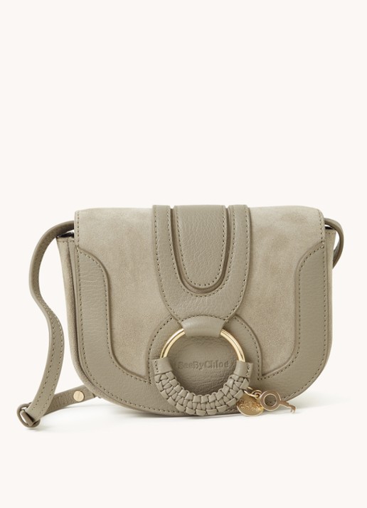 See By Chloé Hana Mini XS crossbodytas van leer met suède details - voorkant middengrijs