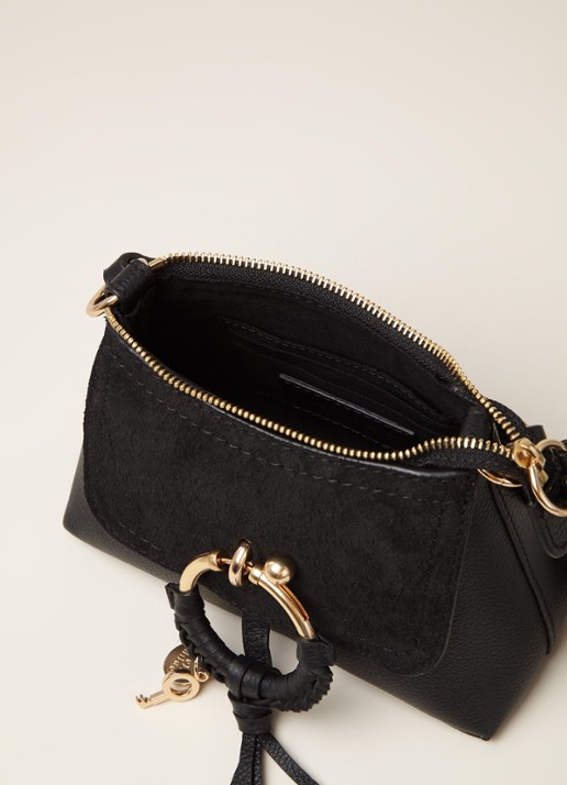 See By Chloé Joan Mini crossbodytas van leer en suède - detail 5 zwart