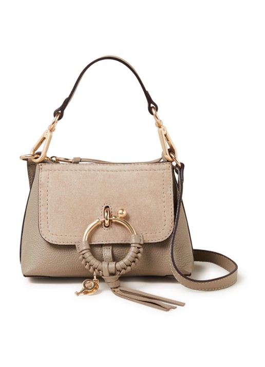 See By Chloé Joan Mini crossbodytas van leer en suède - voorkant grijs