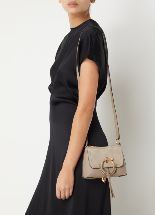 See By Chloé Joan Mini crossbodytas van leer en suède - voorkant 3 grijs