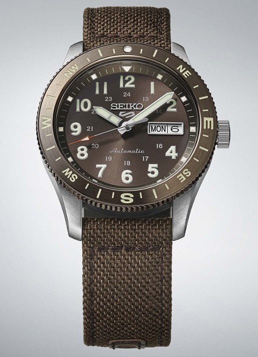 Seiko 5 Sports Field horloge HDB009K1 - achterkant 6 bruin