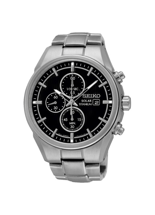 Seiko Solar Chrono Titanium horloge SSC367P1 - voorkant zilver