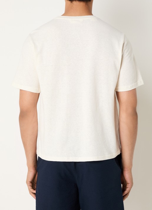 Selected Ada T-shirt in linnenblend met ronde hals - achterkant 2 creme