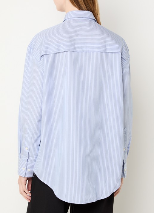 Selected Allison blouse met streepprint - achterkant 3 lichtblauw