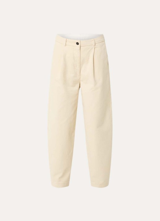 Selected Alma mid waist tapered fit broek met steekzakken - voorkant 3 creme
